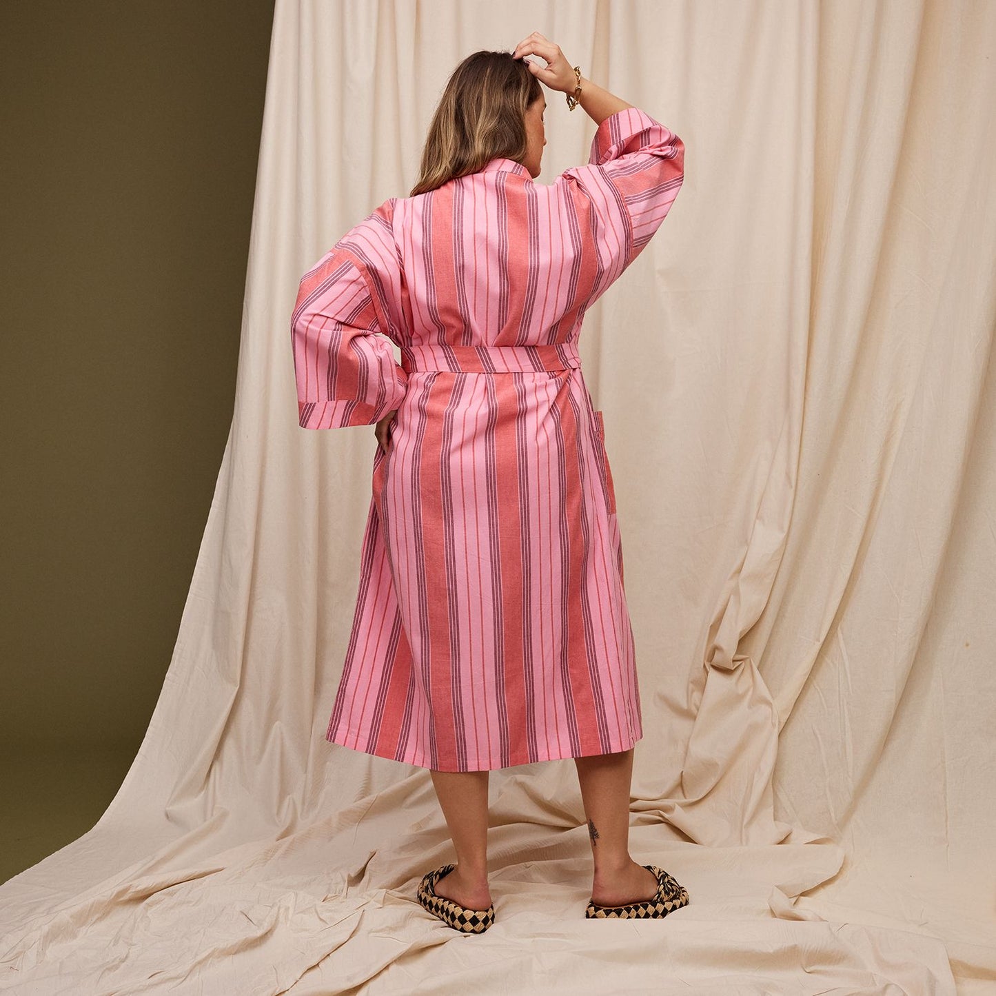 Brigitte Cotton Bath Robe Scarlet