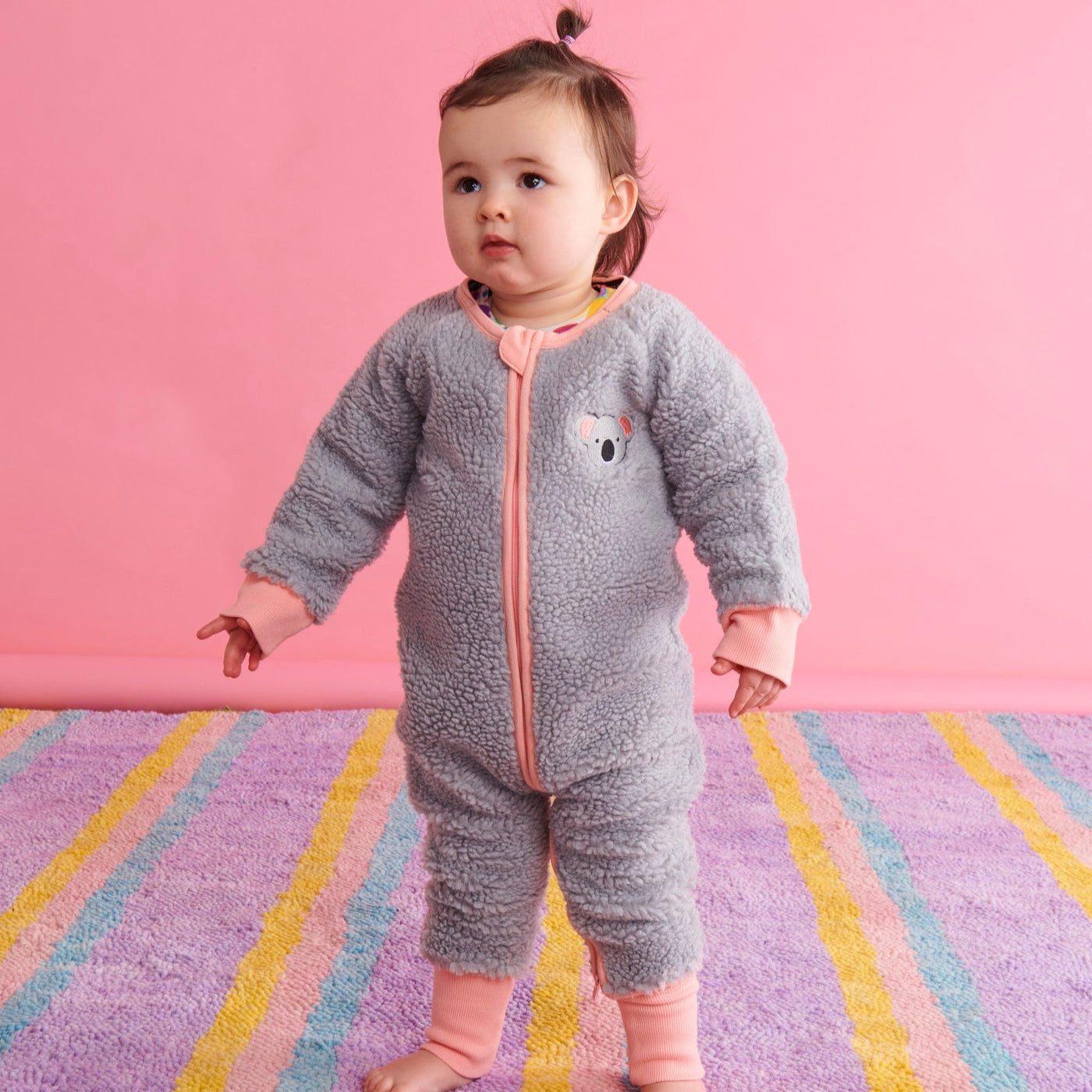Koala Sherpa Long Sleeve Zip Romper