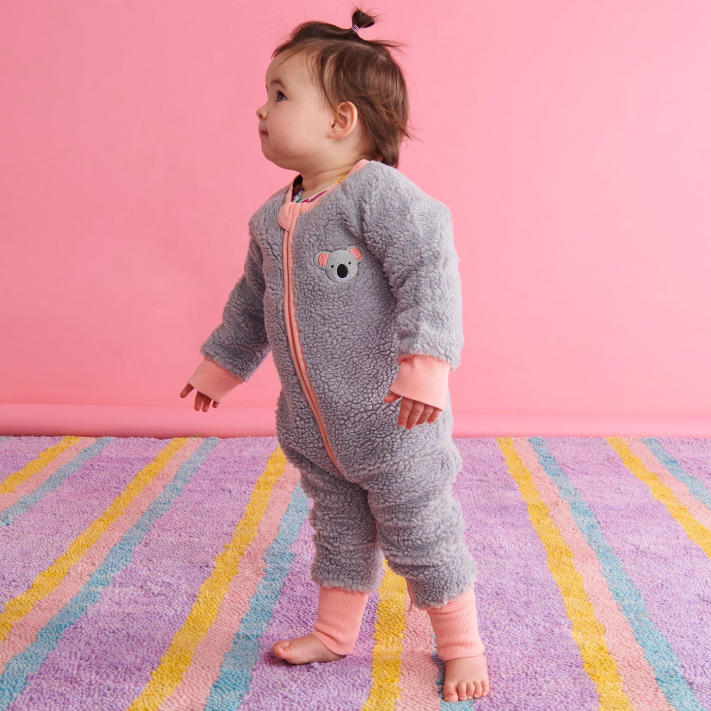 Koala Sherpa Long Sleeve Zip Romper