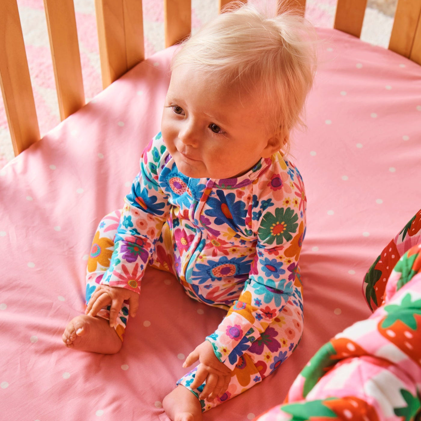 Rainbow Flowers Organic Long Sleeve Zip Romper