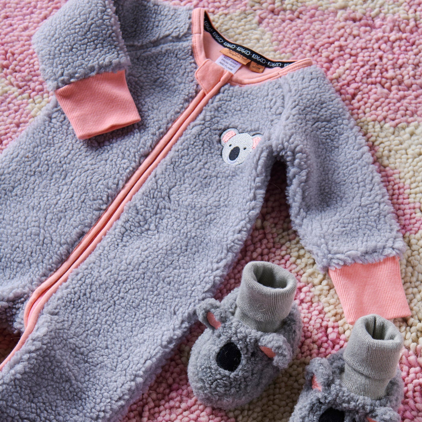 Koala Sherpa Long Sleeve Zip Romper