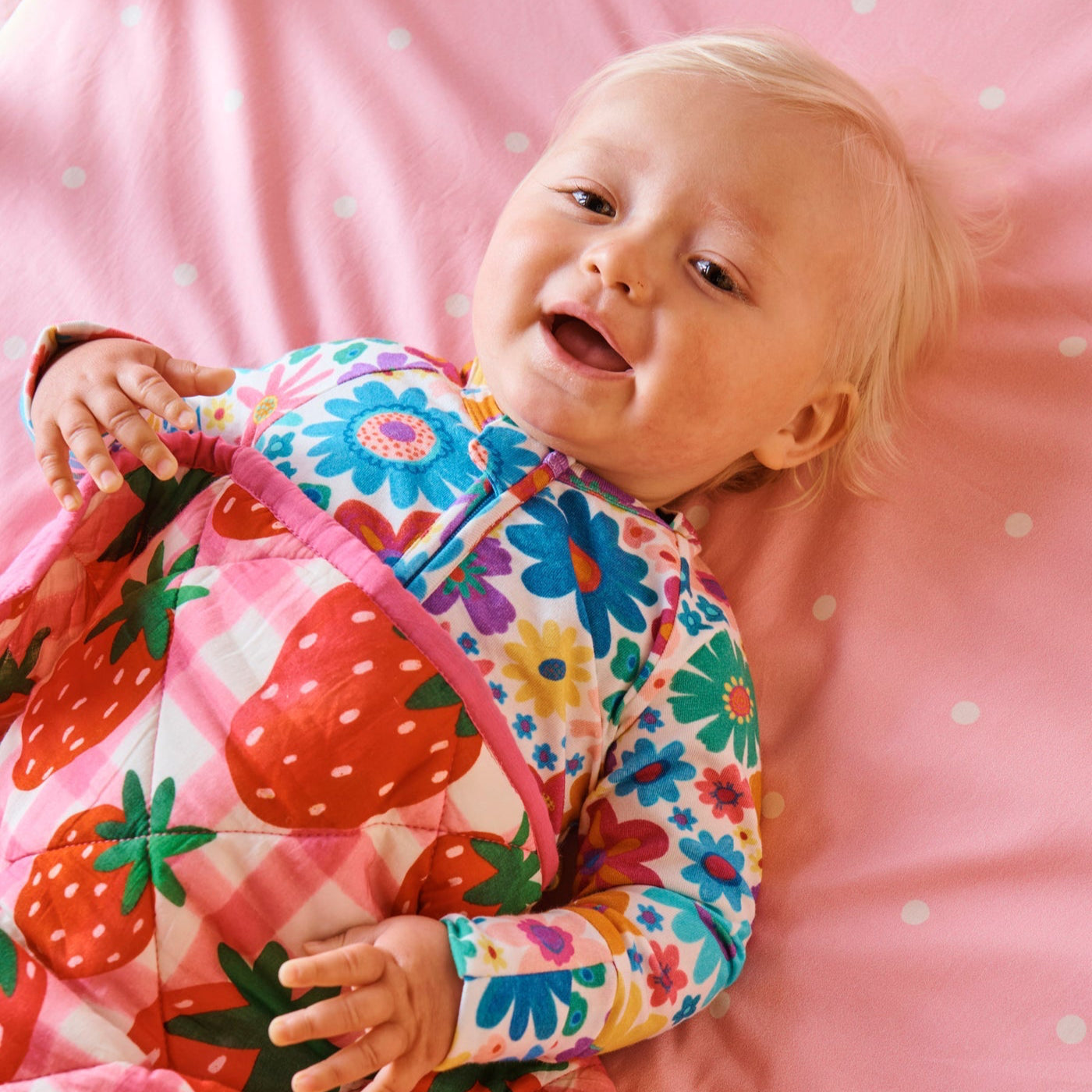Rainbow Flowers Organic Long Sleeve Zip Romper