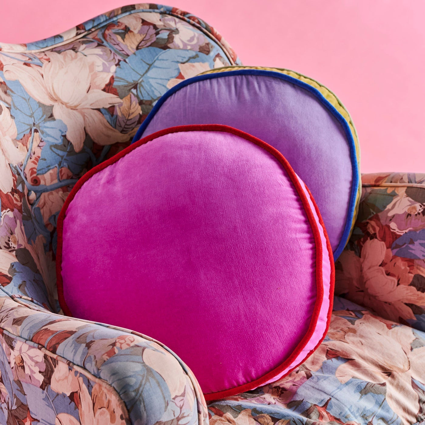 Pink Ambition Velvet Pea Cushion