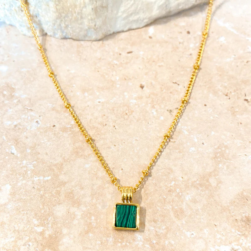 Neysa Stone Pendant 18K Gold Plated Necklace