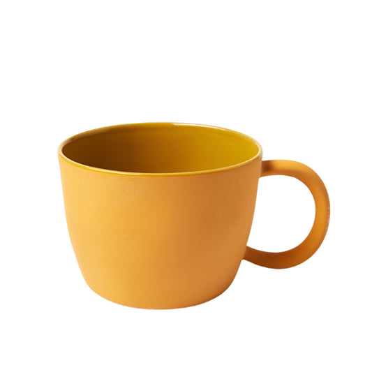 Yellow mug on a white background