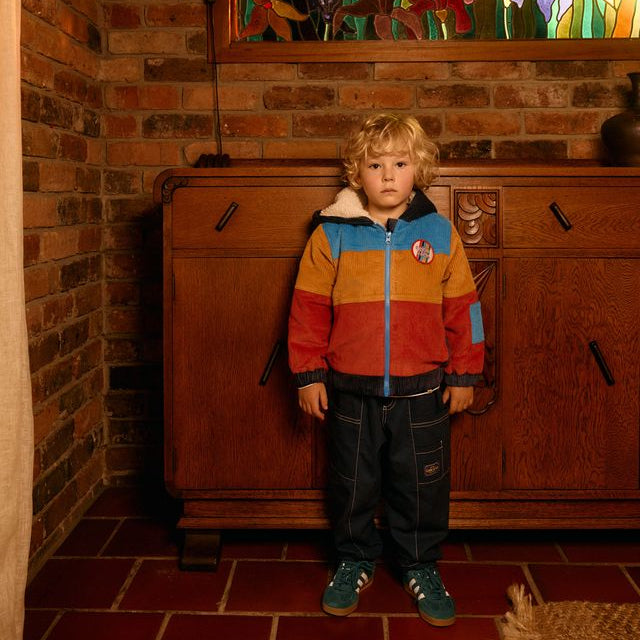 Retro Corduroy Colourblock Kids Jacket