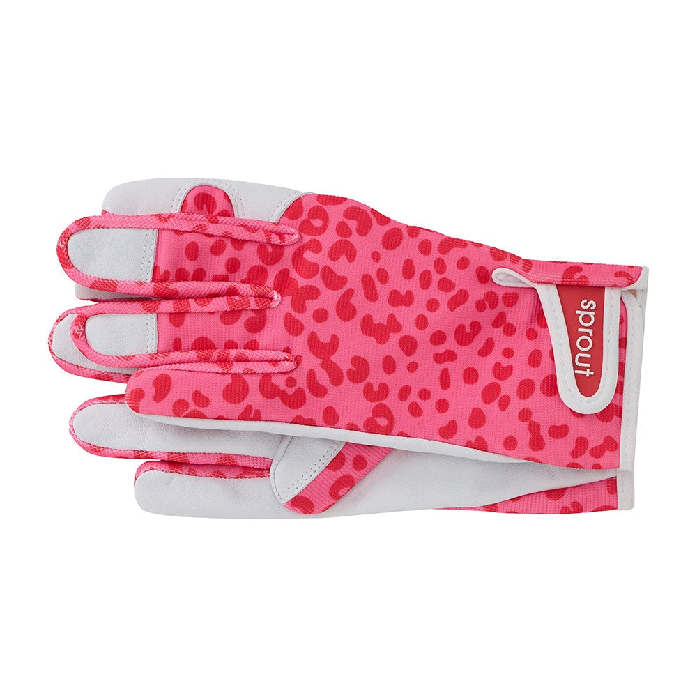 Goatskin Garden Gloves Pink Cheetah Spots