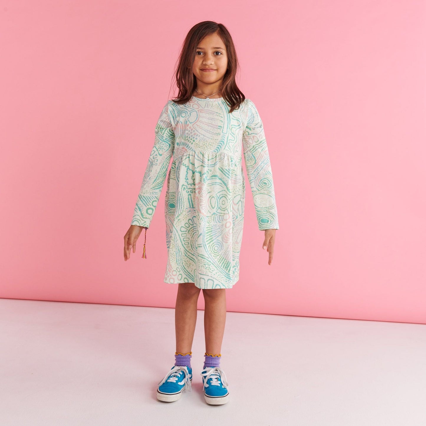 Tjala Tjukurpa Pastel Long Sleeve Everyday Dress