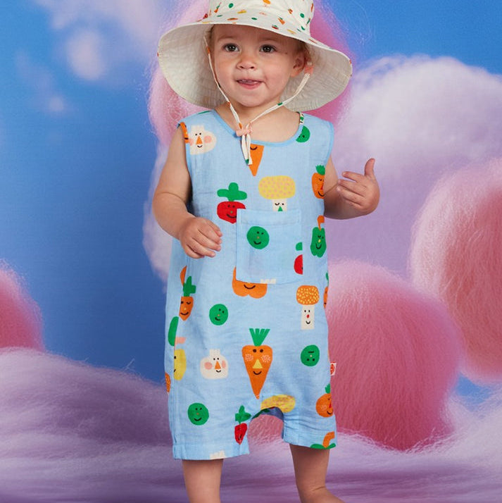 Teeny Tiny Veg Woven Baby Overall
