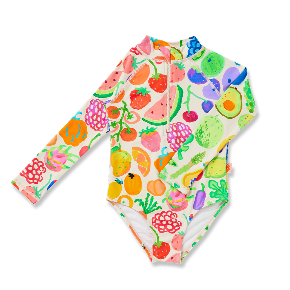 Eat The Rainbow Long Sleeve Zip Kids Bather