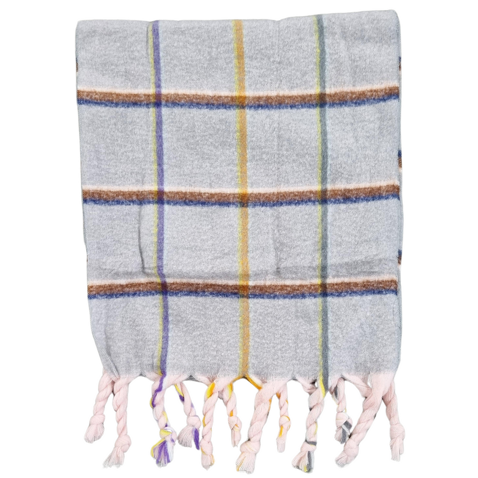 Steel Grey Check Winter Scarf