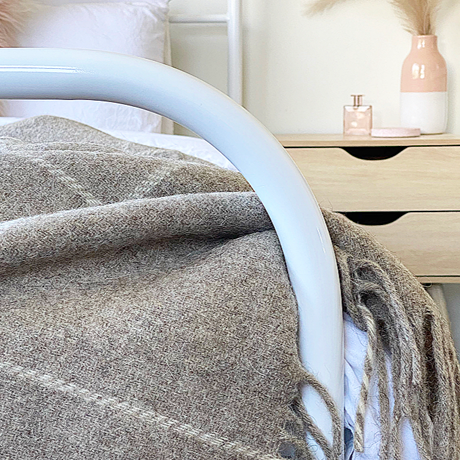 New Zealand Wool Blanket - Beige Stripe