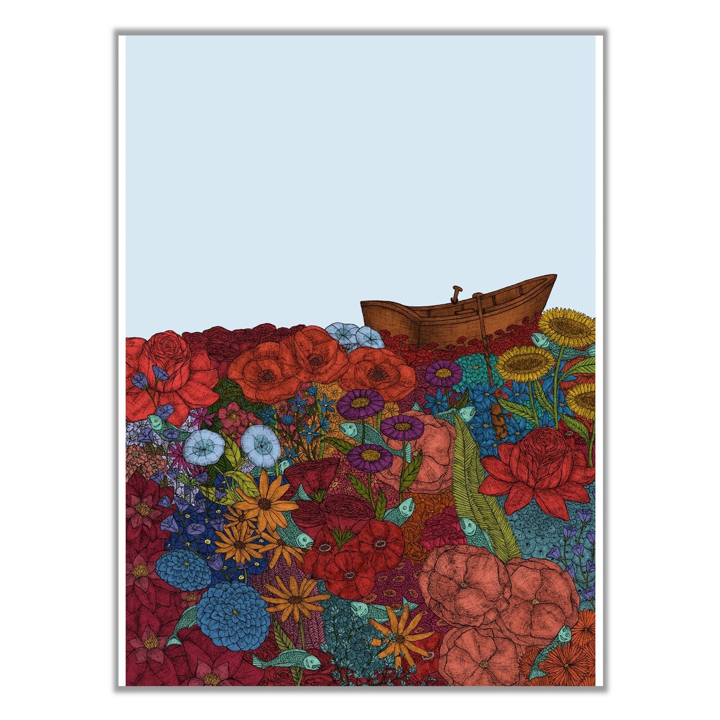 Floating on Flowers Art Print