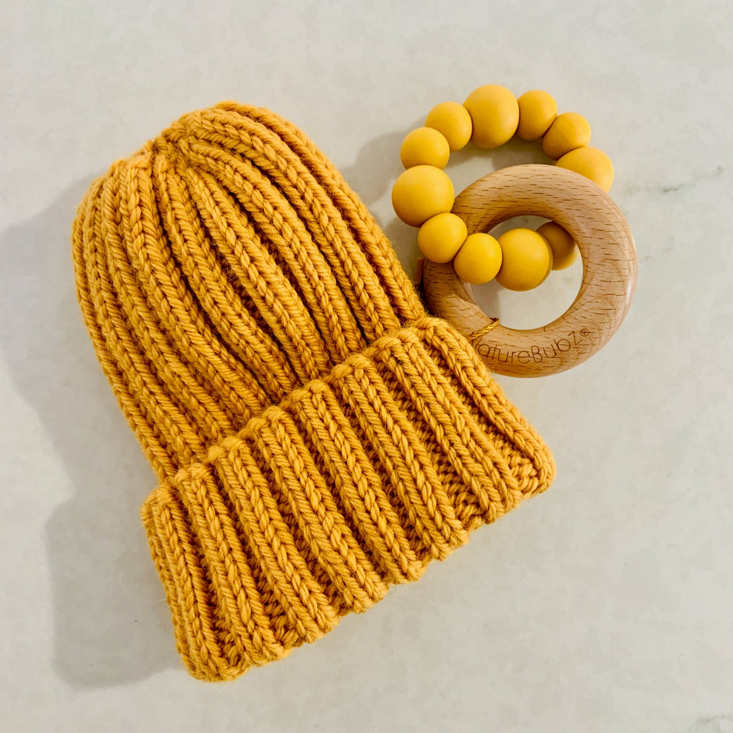 Wool Baby Beanie - Mustard