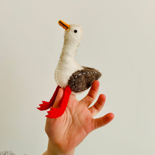 Seagull Wool Finger Puppet