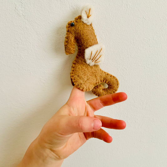 Seahorse Wool Finger Puppet