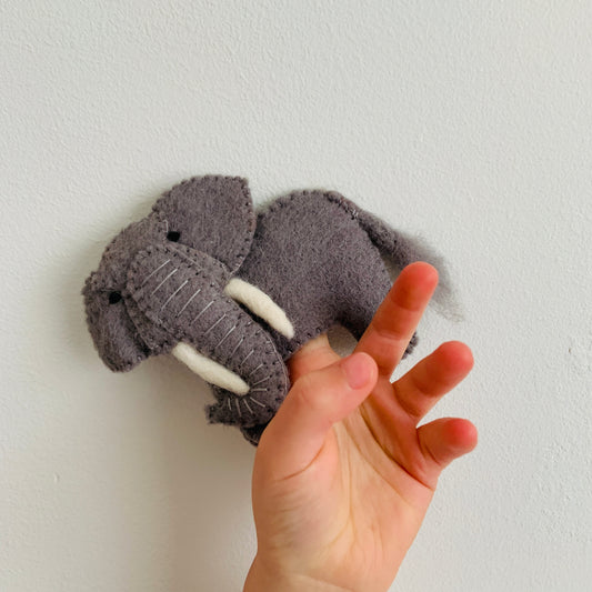 Elephant Wool Finger Puppet