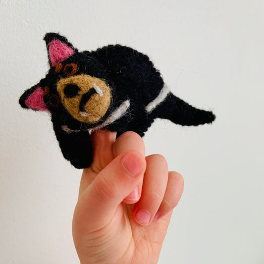 Tasmanian Devil Wool Finger Puppet
