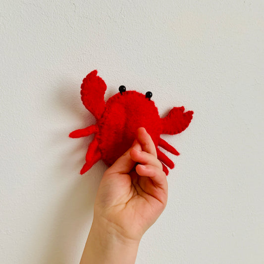 Crab Wool Finger Puppet