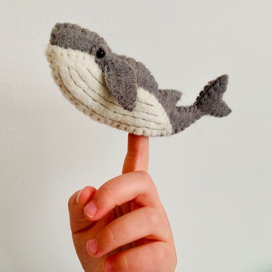 Blue Whale Wool Finger Puppet