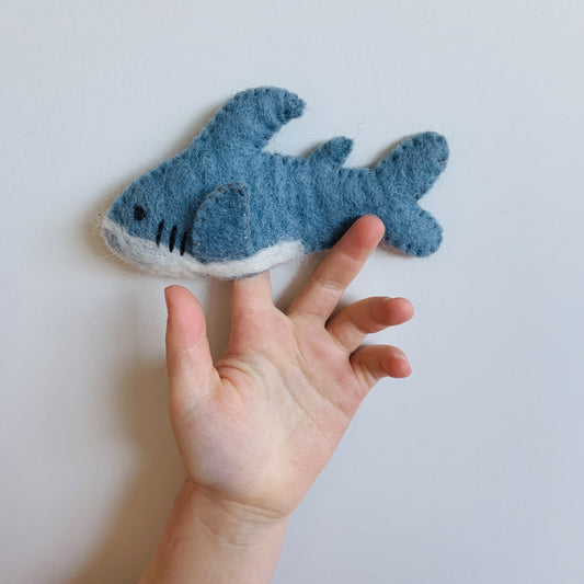 Great White Shark Wool Finger Puppet
