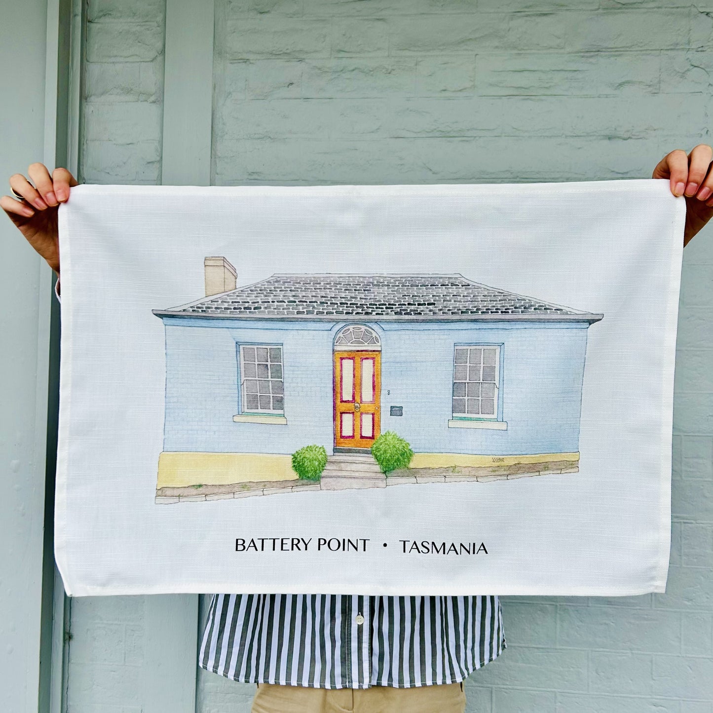 Blue Cottage Battery Point Tea Towel