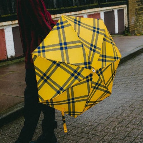 Yellow & Navy Tweed Micro-Umbrella