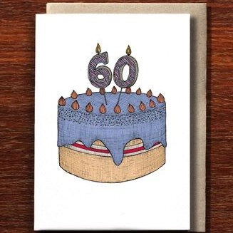 Sixtieth Birthday Cake Greeting Card