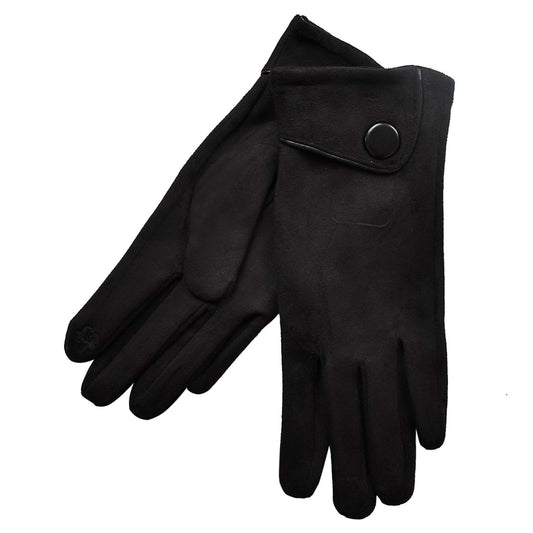Button Cuff Gloves Black