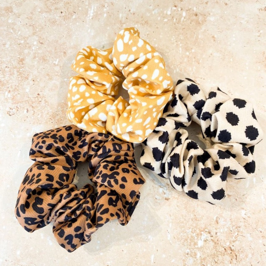 Leopard Print Scrunchies Set of 3