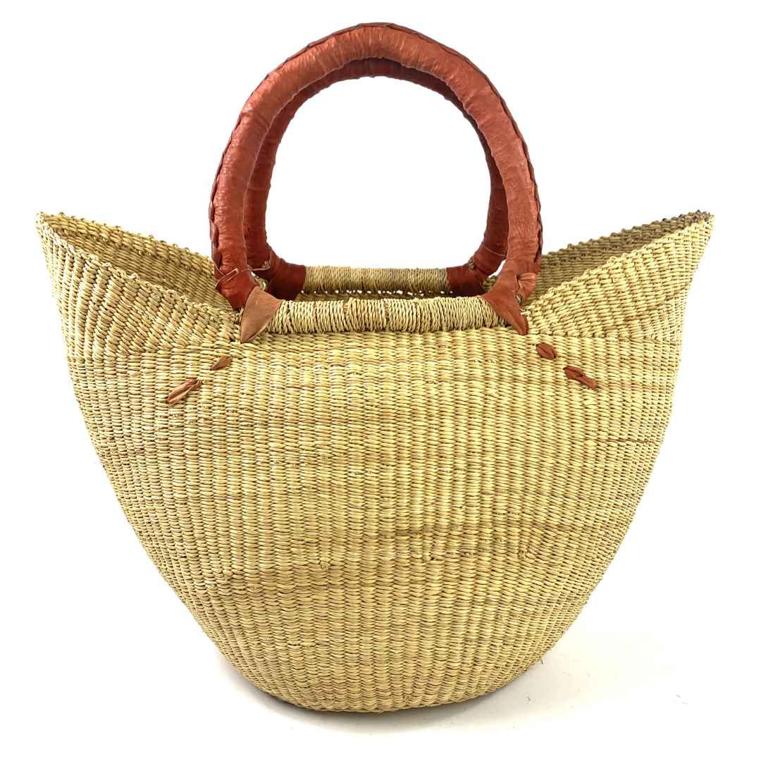 Medium Market Basket Tan Leather