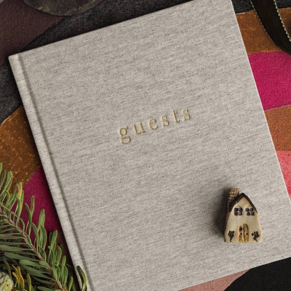 Guest Book Grey Linen