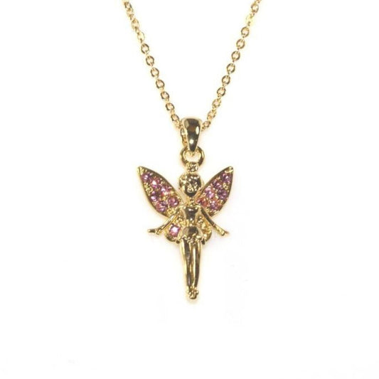 Fairy Diamante Necklace Gold & Pink
