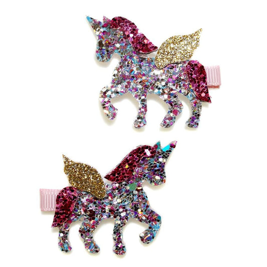 Winged Unicorn Glitter Clips
