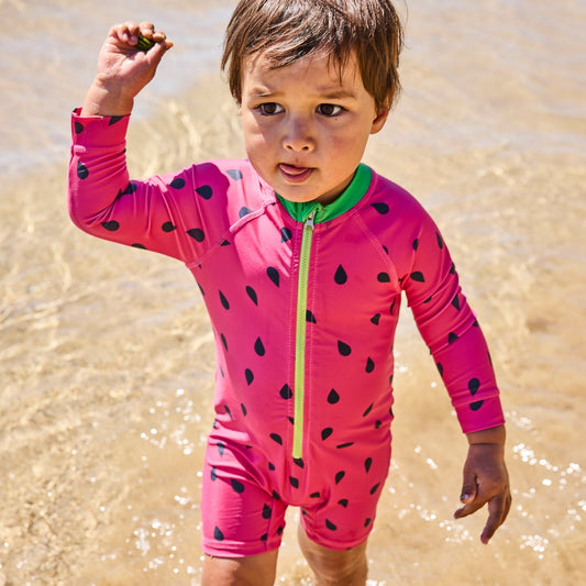 Melon Baby Long Sleeve Zip Baby Bathers