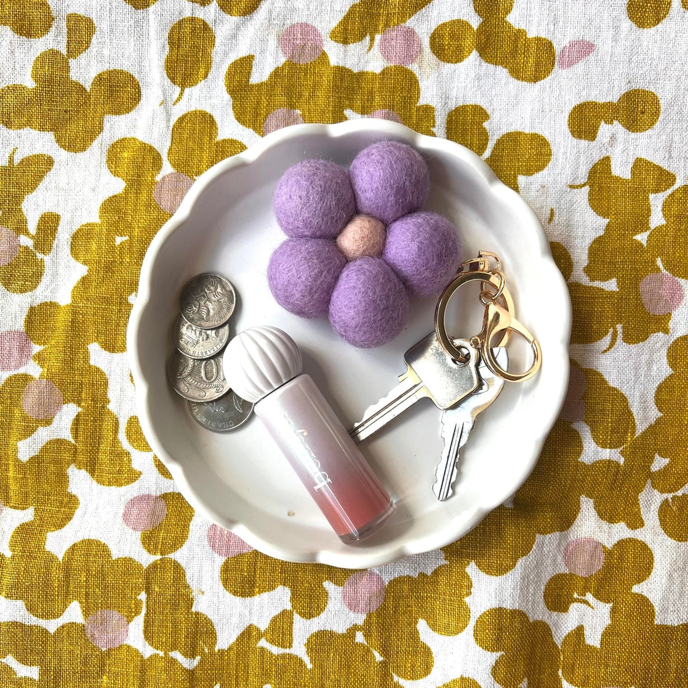 Felt Flower Key Ring