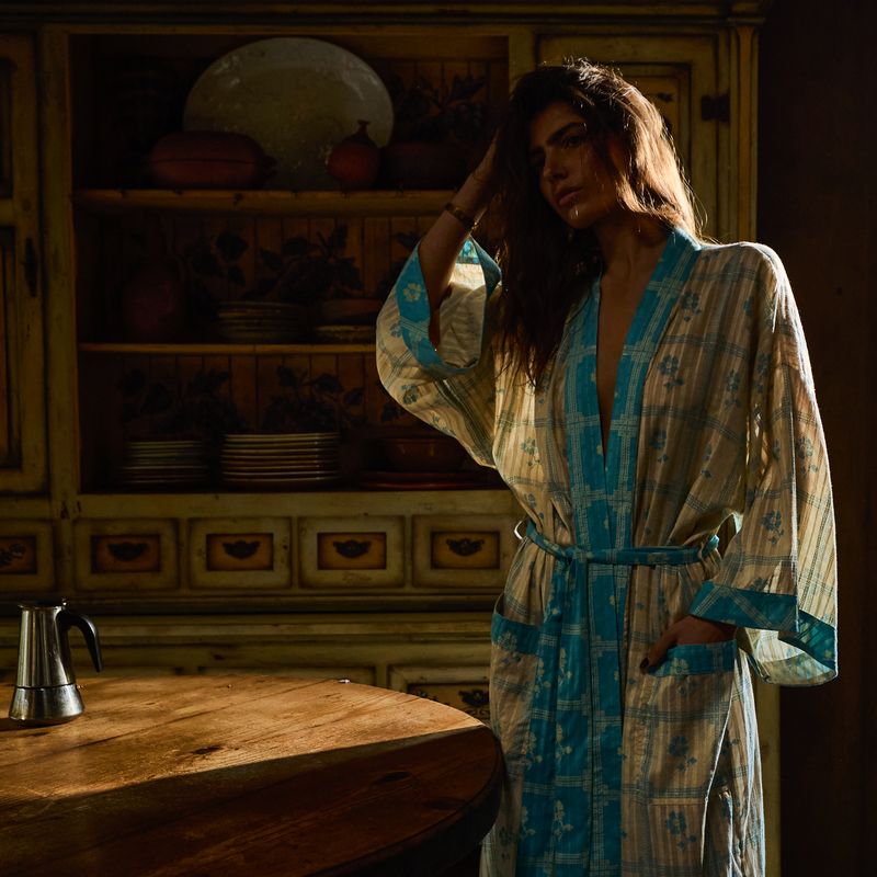 Turquoise Bonny Cotton Robe