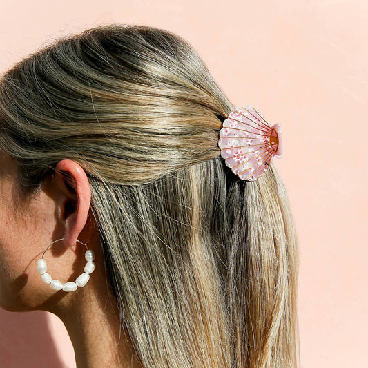 Rose Quartz Shell Clip