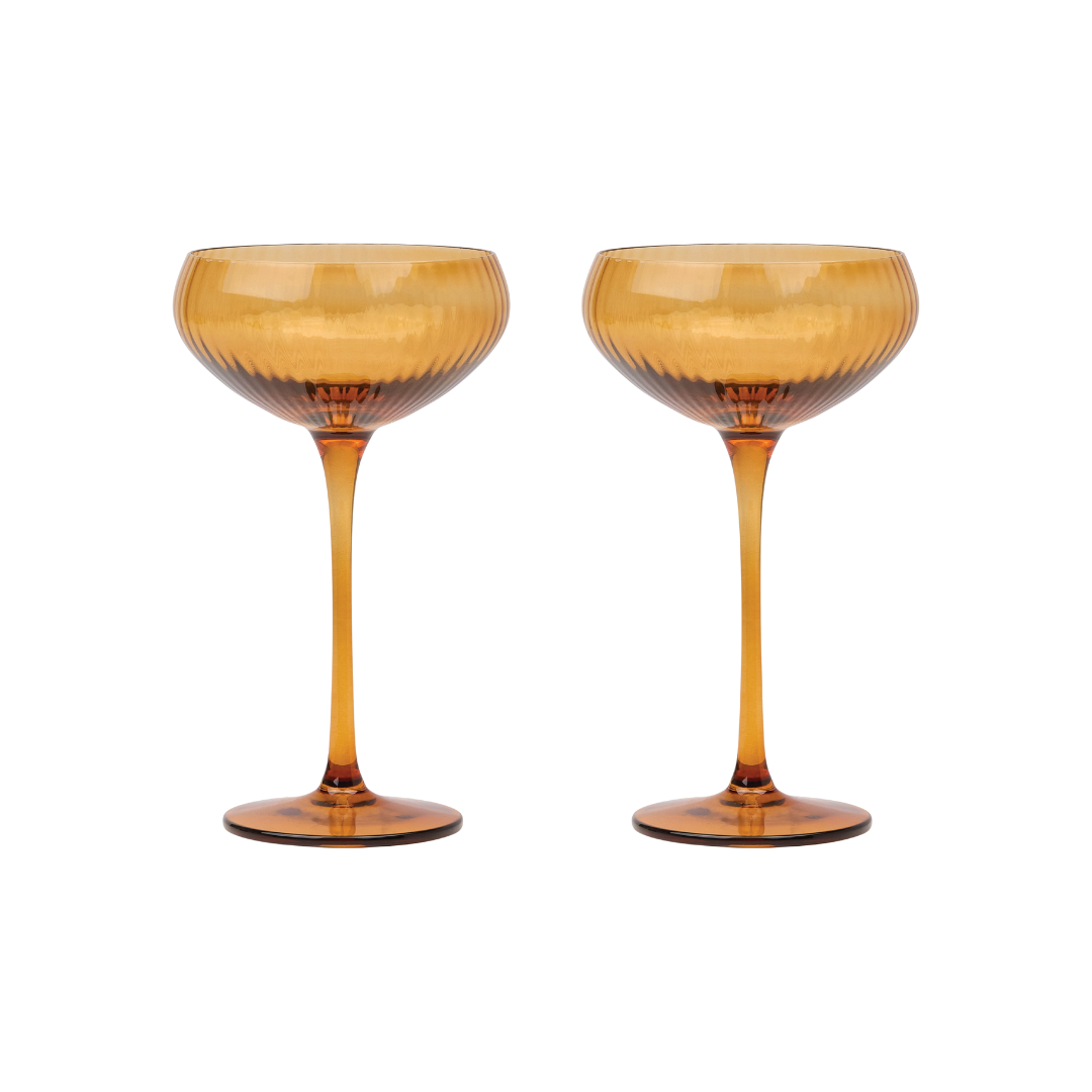 Lou Coupe Glass Amber Set of 2