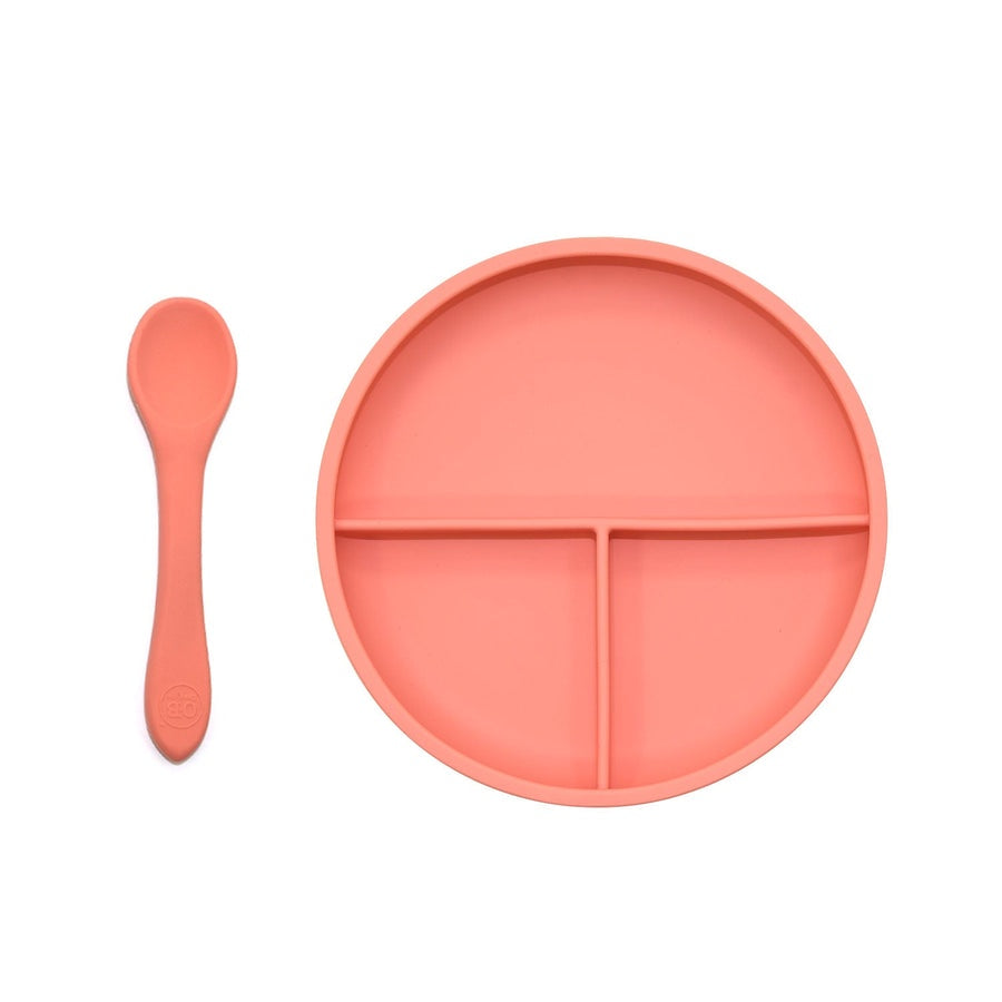 Suction Divider Plate & Spoon Set  Guava