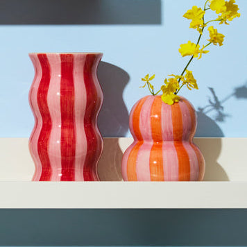 Palma Red Pink Stripe Vase