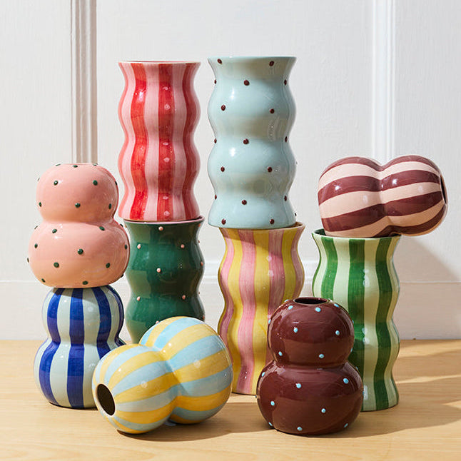 Tonal Greens Palma Stripe Vase