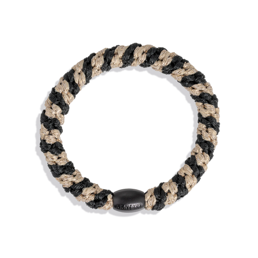 Black-Beige Glitter Stripe KKNEKKI Hair Tie