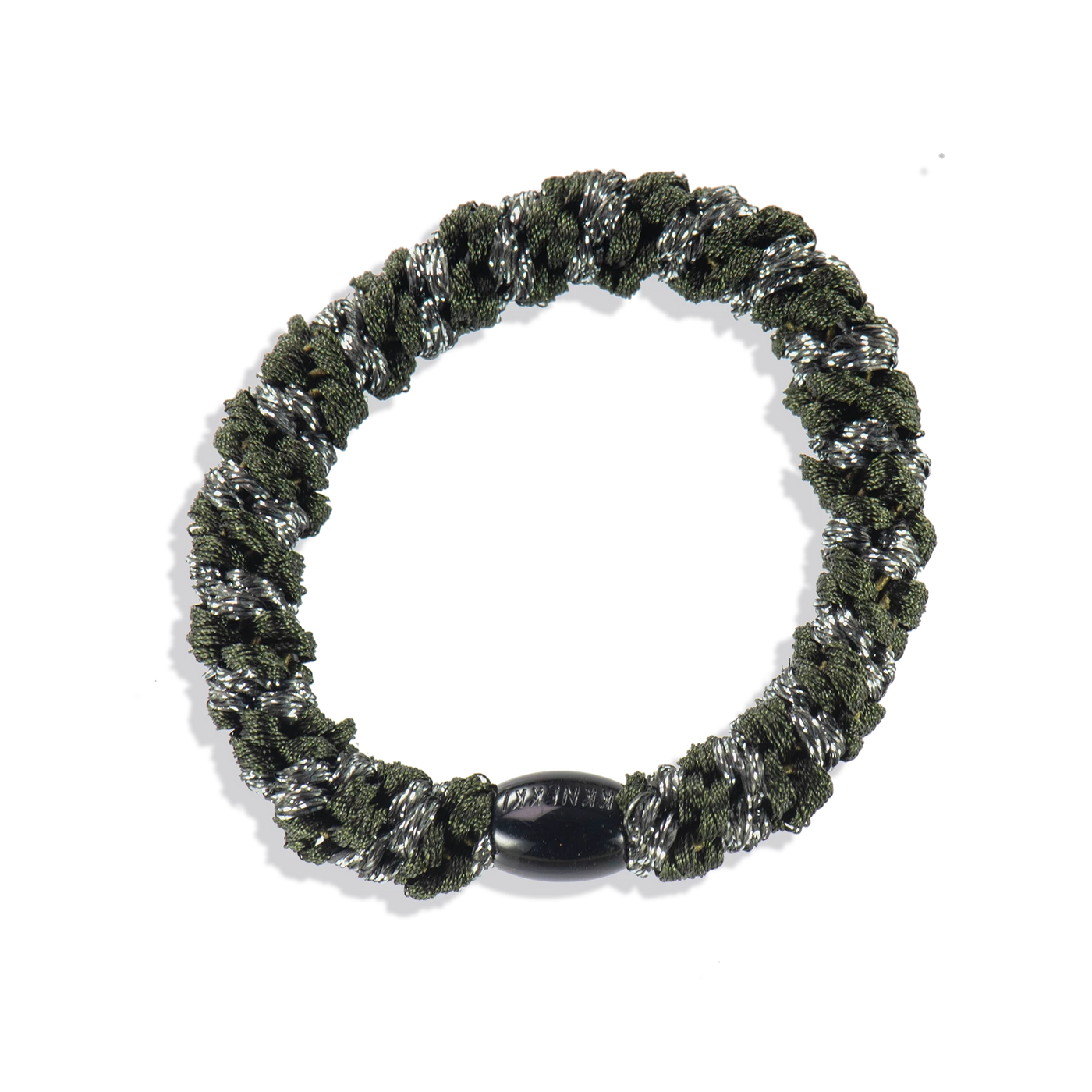 Bottle Green Dark Grey Glitter KKNEKKI Hair Tie