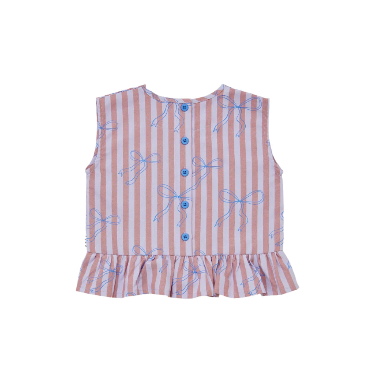 Blue Bows Boxy Frill Kids Singlet