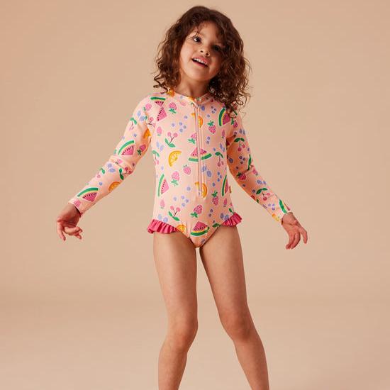 Fruit Salad Long Sleeve Kids Swimsuit