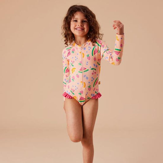 Fruit Salad Long Sleeve Kids Swimsuit