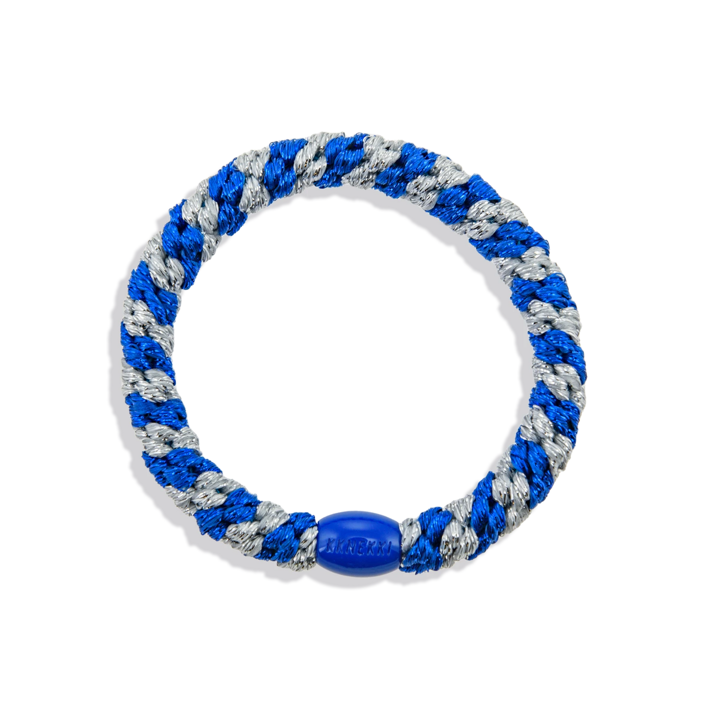 Electric Blue Glitter Silver Glitter Stripe KKNEKKI Hair Tie