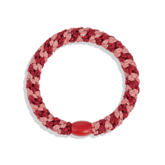 Coral Bordeaux Glitter Stripe KKNEKKI Hair Tie
