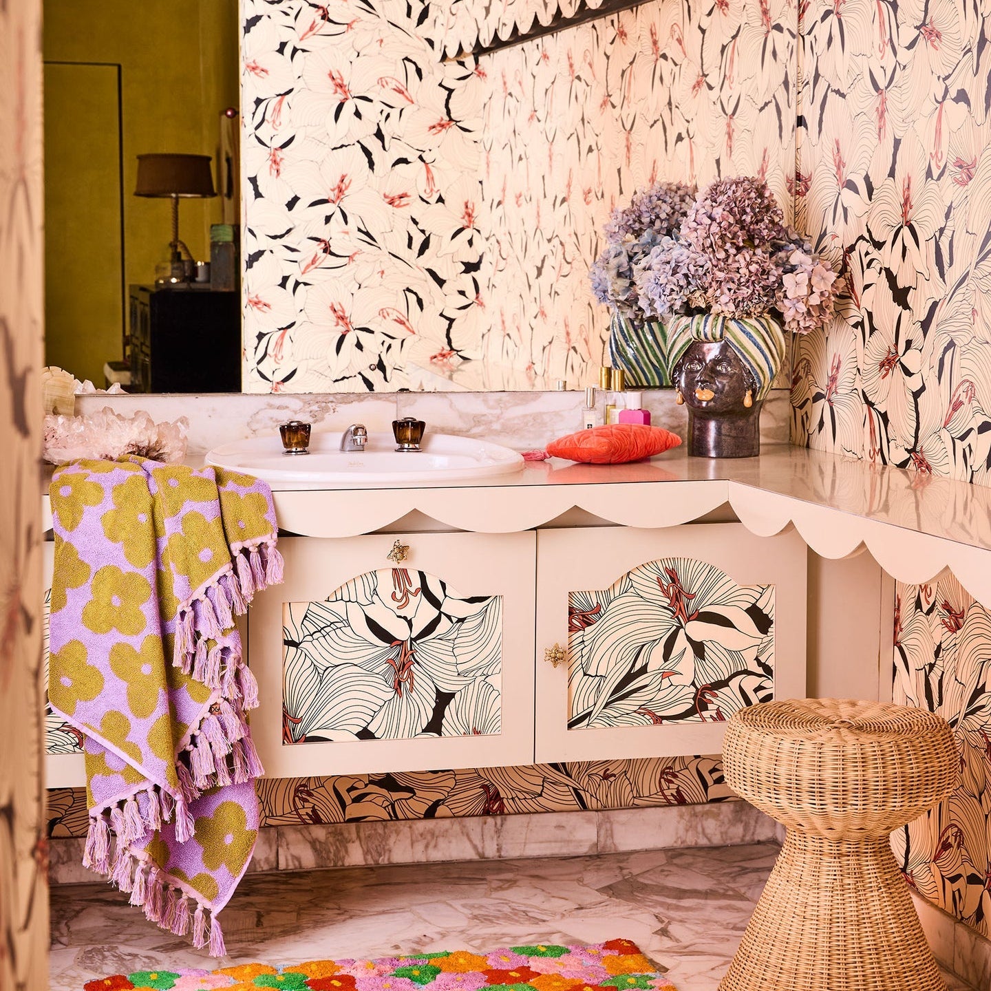 Big Flower Terry Bath Towel